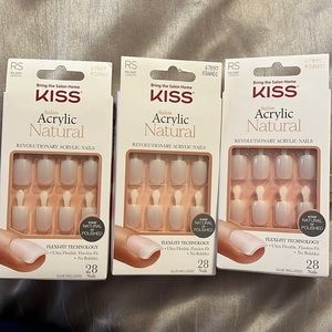 Kiss Salon Acrylic natural real short nails. 3 packs